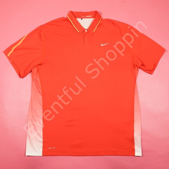 Nike Tiger Woods Ombre Glow Golf Polo Shirt in Red Size 2XL - Picture 2 of 7